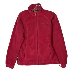 COLUMBIA Full Zip Fleece‎ Jacket Women Hot Pink Size PM Zip Pockets